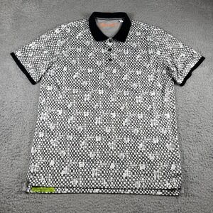 Robert Graham Men's Trophy Golf Print Jersey Knit Polo Short Sleeve Shirt XL